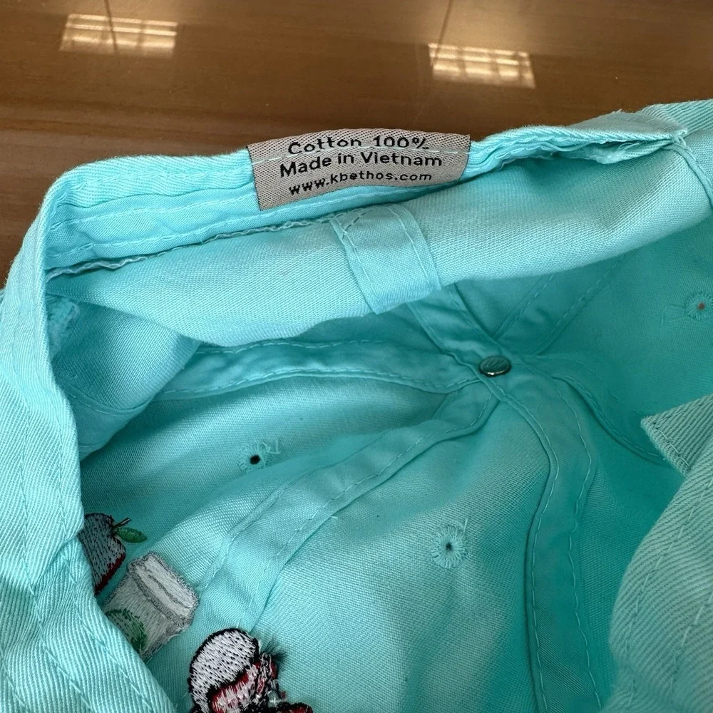 Disney Parks teal blue baseball cap Teacher Coffee Minnie Ears Distressed